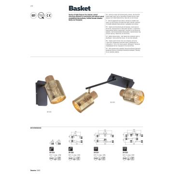 Redo 04-521 - Ant pagrindo montuojamas sietynas BASKET 3xE27/42W/230V bronzos