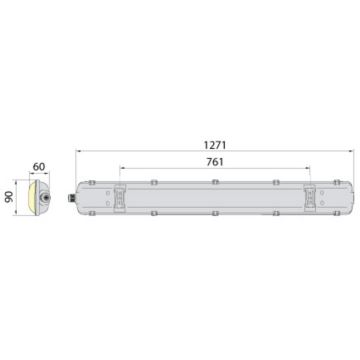 Reguliuojamas vonios šviestuvas 2xG13/18W/230V IP65 1270 mm