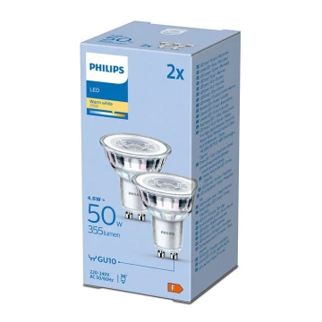 RINKINYS 2x LED Lemputė Philips GU10/4,6W/230V 2700K