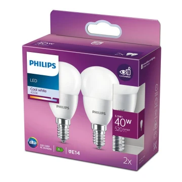 RINKINYS 2x LED Lemputė Philips P45 E14/5,5W/230V 4000K