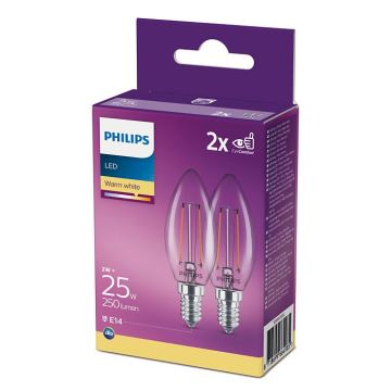 RINKINYS 2x LED Lemputės Philips B35 E14/2W/230V 2700K