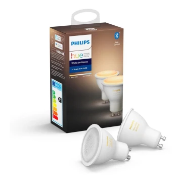 RINKINYS 2x LED Reguliuojama lemputė Philips Hue WHITE AMBIANCE GU10/5W/230V