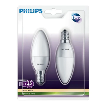 RINKINYS 2x LED žvakės Philips E14/4W/230V - CANDLE