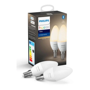 RINKINYS 2x Pritemdomos LED elektros lemputės Philips Hue WHITE E14/5,5W/230V