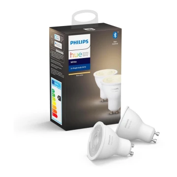 RINKINYS 2x Pritemdomos LED elektros lemputės Philips Hue WHITE GU10/5,2W/230V