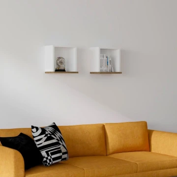RINKINYS 2x Sieninė lentyna balta/ruda