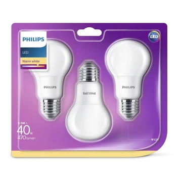RINKINYS 3x LED lemputė Philips E27/5,5W/230V 2700K