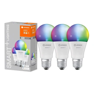 RINKINYS 3x LED RGB pritemdomos lemputės SMART + E27/9W/230V 2700K-6500K - Ledvance