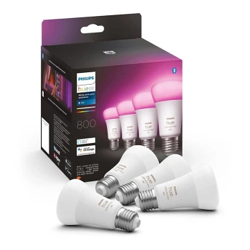 RINKINYS 4x LED Reguliuojama lemputė Philips Hue Balta ir Spalvota atmosfera E27/6,5W/230V 2000-6500K