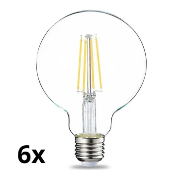 RINKINYS 6x LED Reguliuojama lemputė VINTAGE G93 E27/8W/230V 2700K
