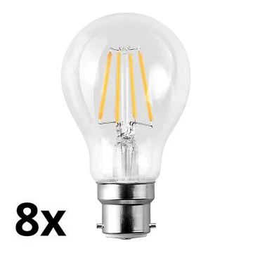 RINKINYS 8x LED Lemputė A60 B22/7W/230V 2700K