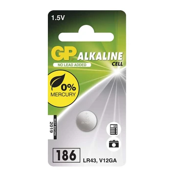 šarminės baterijos  (tabletė) LR43 GP ALKALINE 1,5V/70 mAh