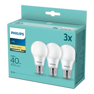 SED 3x LED Elektros lemputė Philips E27/5,5W/230V 2700K