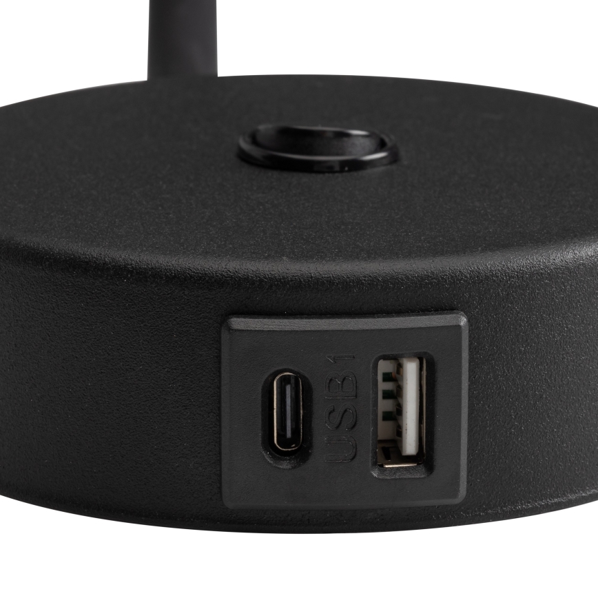 Sieninė lempa su USB port LAGOS 1xG9/6W/5V juoda/auksas