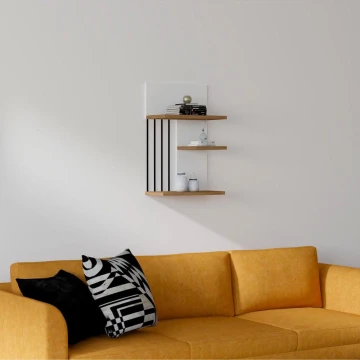 Sieninė lentyna NEZMA 60x40 cm balta/ruda/juoda