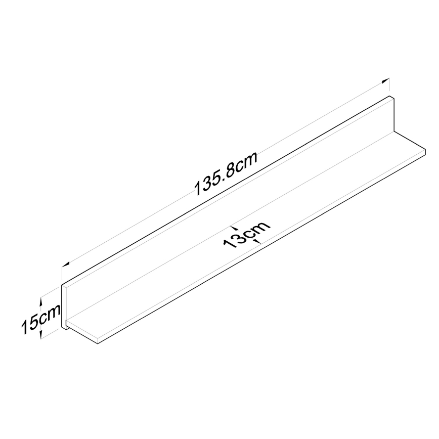 Sieninė lentyna RANI 135,8x15 cm ruda