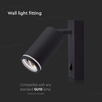 Sieninis akcentinis šviestuvas su jungikliu 1xGU10/35W/230V juoda