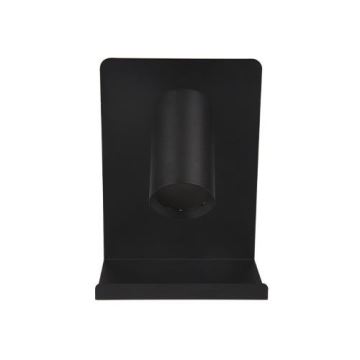 Sieninis akcentinis šviestuvas su lentyna ir USB charger 1xGU10/35W/230V juoda
