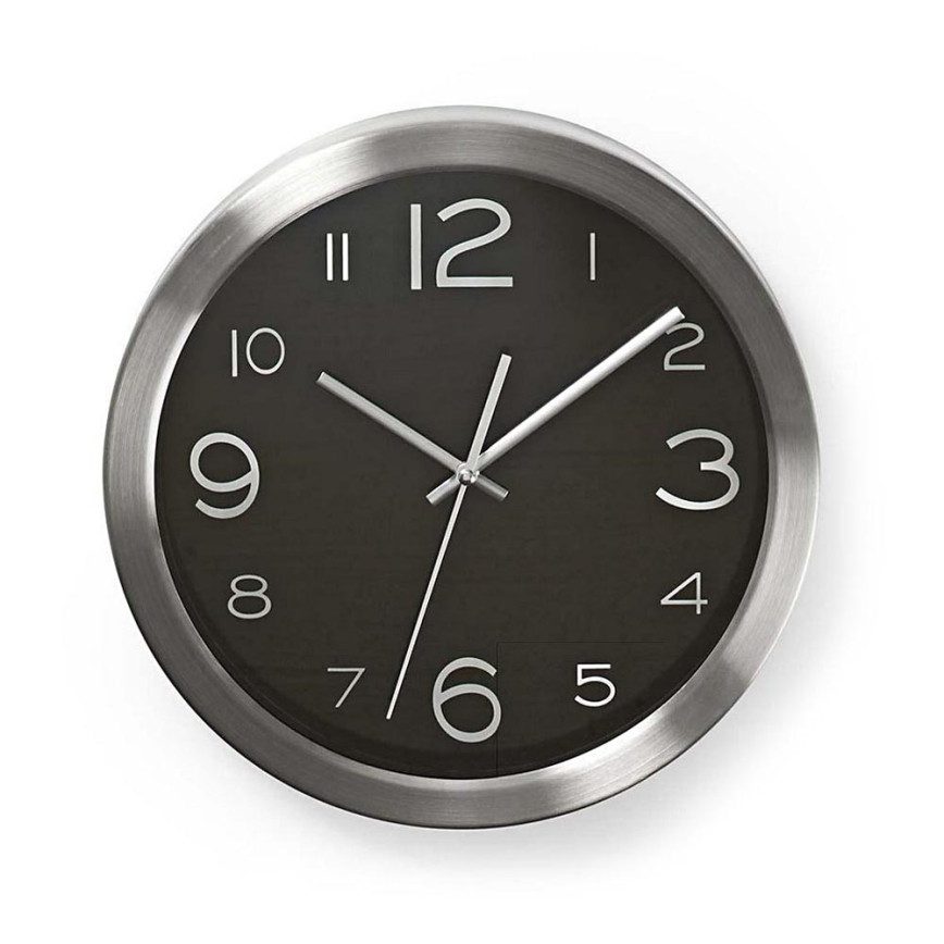 Sieninis laikrodis 1xAA/1,5V nerūdijantis plienas 30 cm juodas