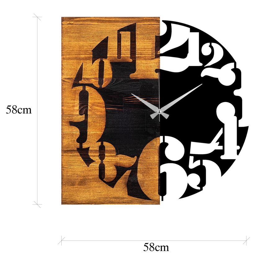 Sieninis laikrodis 58x58 cm 1xAA medis/metalas