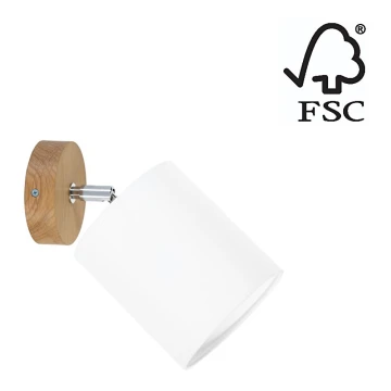Sieninis šviestuvas APRILLIA 1xE27/25W/230V baltas ąžuolas + FSC sertifikuota