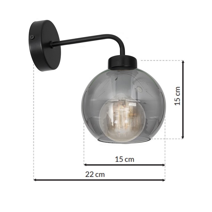 Sieninis šviestuvas SOFIA 1xE27/60W/230V juodas