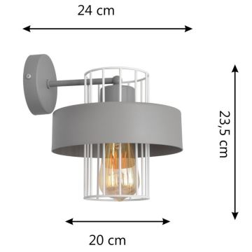 Sieninis šviestuvas VOLTA 1xE27/60W/230V pilkas