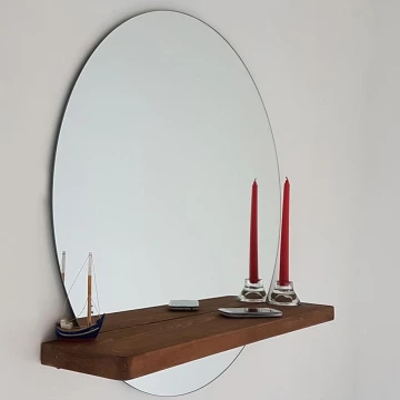 Sieninis veidrodis su lentyna SUNSET 70x70 cm pušis
