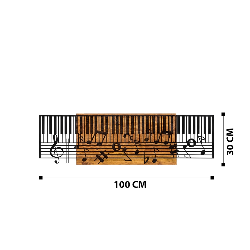 Sienų dekoracija 100x30 cm pianinas medis/metalas