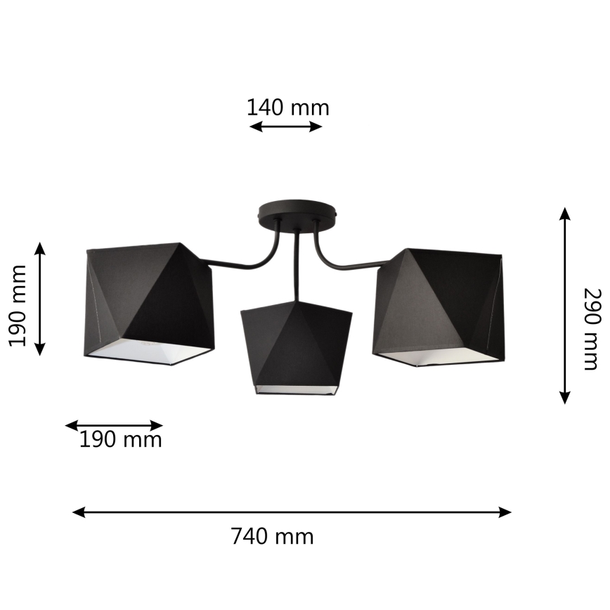 Sietynas ADAMANT 3xE27/60W/230V juoda