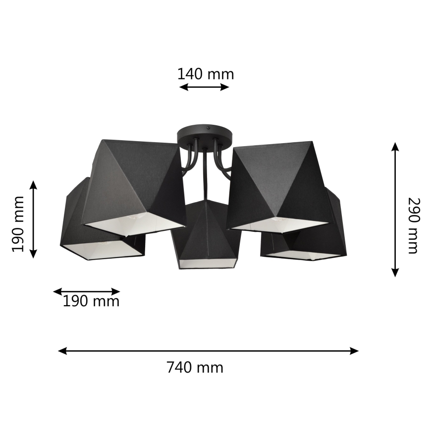 Sietynas ADAMANT 5xE27/60W/230V juoda