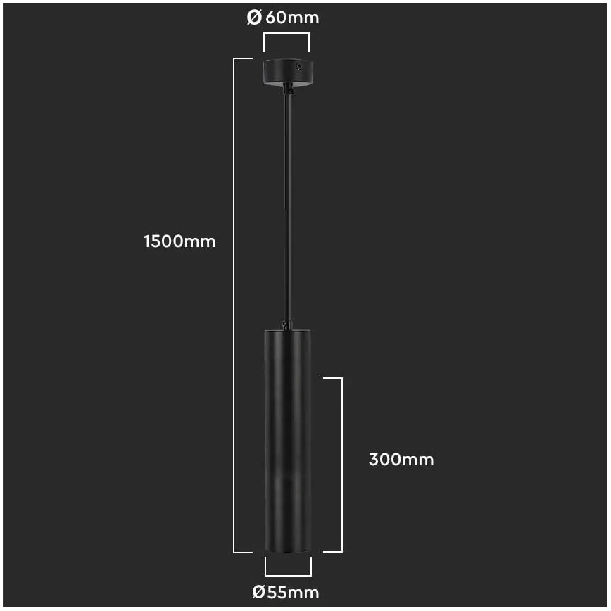 Sietynas ant stulpo 1xGU10/35W/230V 30 cm juodas