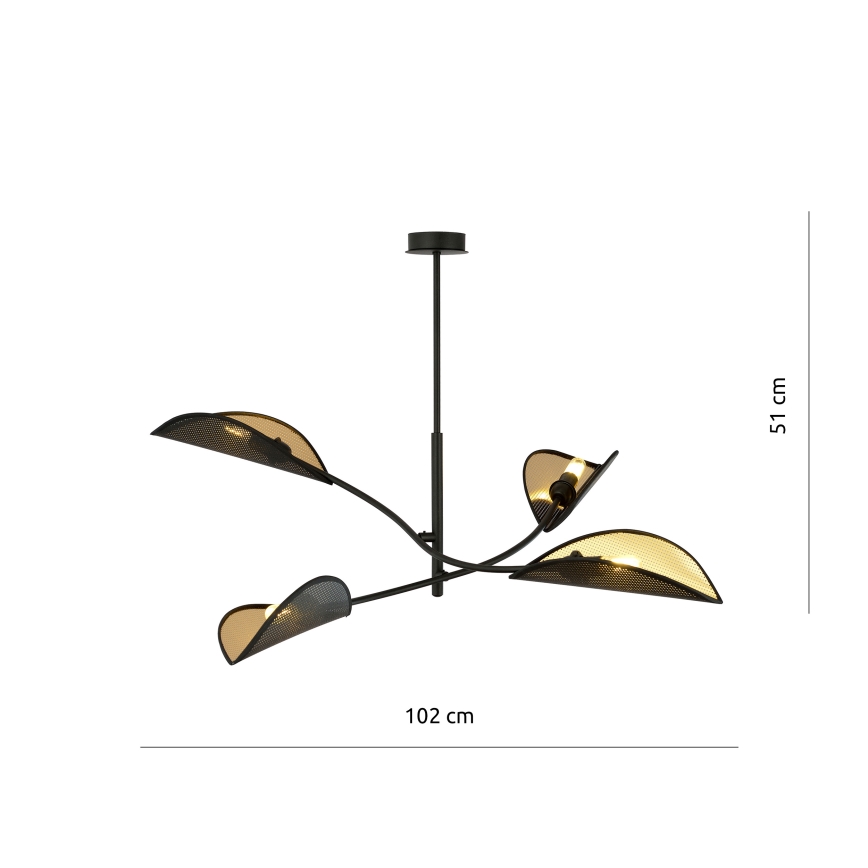 Sietynas ant stulpo LOTUS 4xE14/10W/230V juoda/auksas