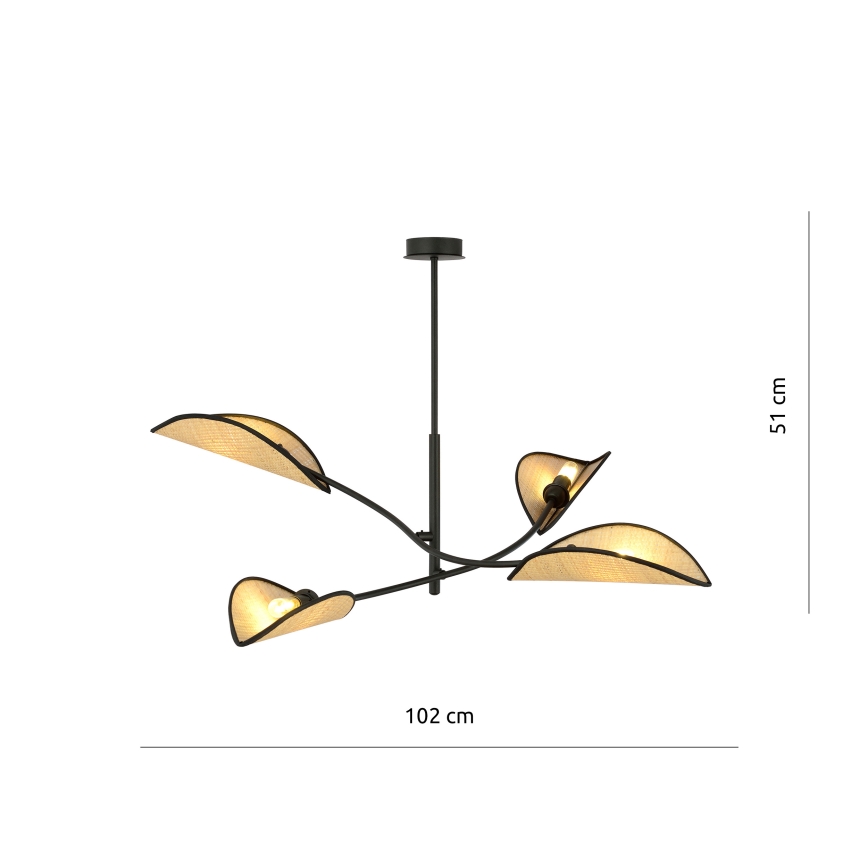 Sietynas ant stulpo LOTUS 4xE14/10W/230V juoda/smėlio spalva