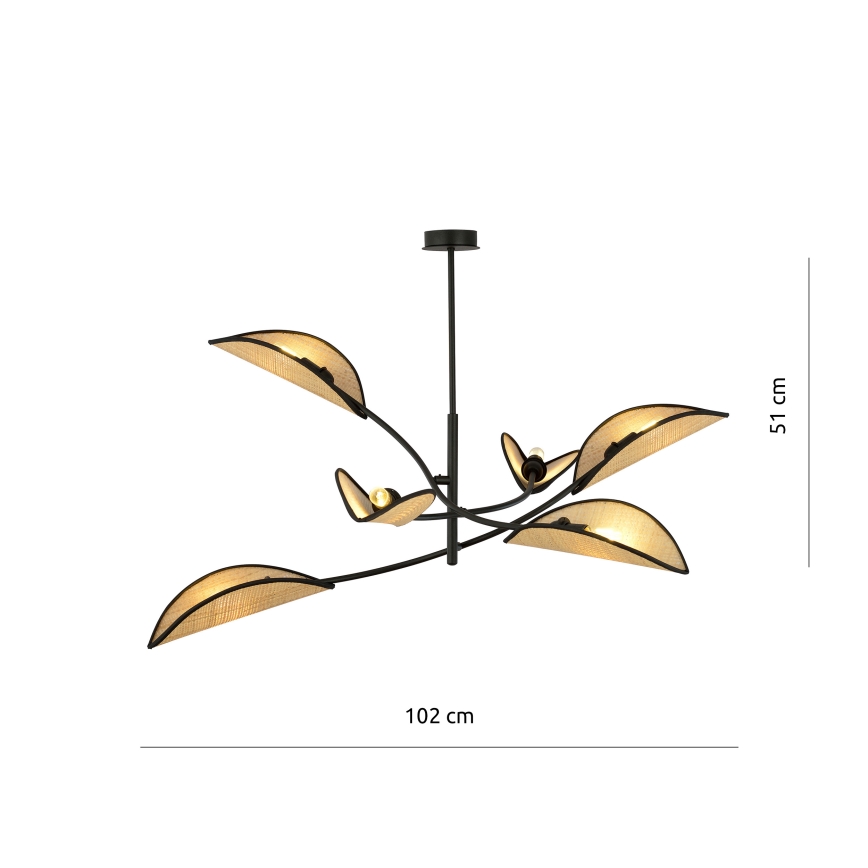 Sietynas ant stulpo LOTUS 6xE14/10W/230V juoda/smėlio spalva