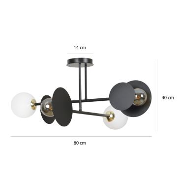 Sietynas ant stulpo MINERVA 2xE27/15W + 2xE14/10W/230V juoda