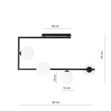 Sietynas ant stulpo SOMA 4xE14/10W/230V juoda/balta