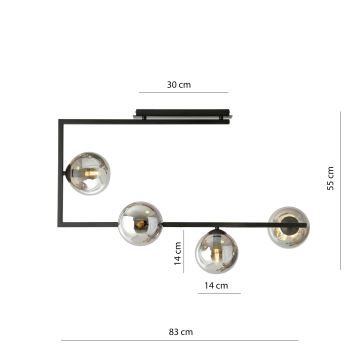 Sietynas ant stulpo SOMA 4xE14/10W/230V juoda/pilka