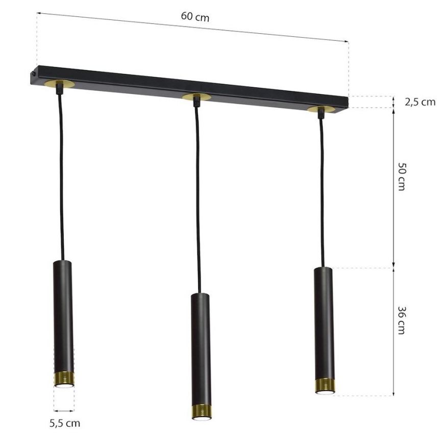 Sietynas ant virvės DANI 3xGU10/8W/230V