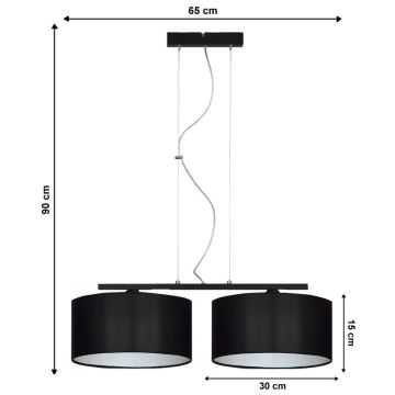 Sietynas, kabinamas ant virvės ASTRA 2xE27/60W/230V juodas