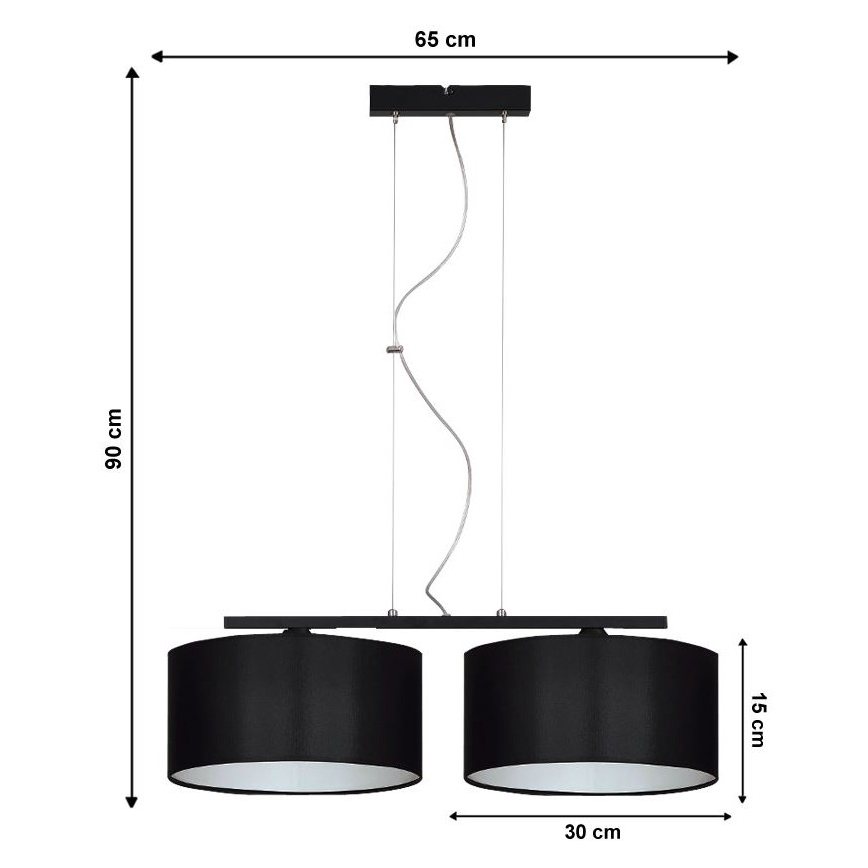 Sietynas, kabinamas ant virvės ASTRA 2xE27/60W/230V juodas