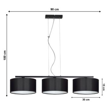 Sietynas, kabinamas ant virvės ASTRA 3xE27/60W/230V juodas