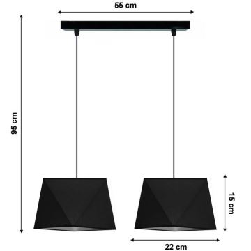 Sietynas, kabinamas ant virvės DIAMENT 2xE27/60W/230V juoda