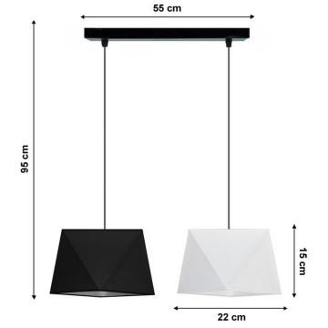 Sietynas, kabinamas ant virvės DIAMENT 2xE27/60W/230V juodai balta