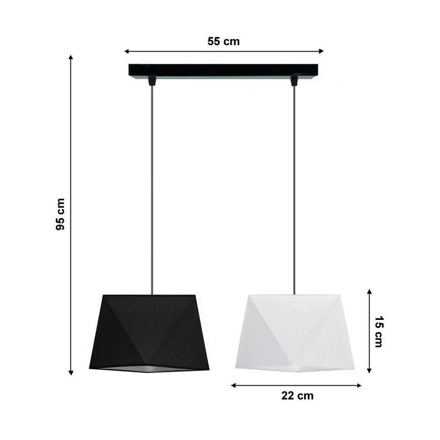 Sietynas, kabinamas ant virvės DIAMENT 2xE27/60W/230V juodai balta