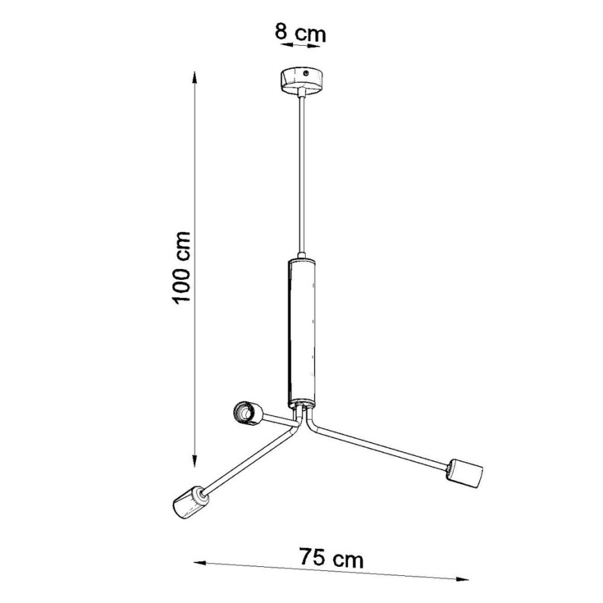 Sietynas, kabinamas ant virvės DUOMO 3D 3xE27/60W/230V juoda