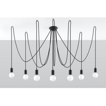 Sietynas, kabinamas ant virvės EDISON 7 7xE27/60W/230V juoda