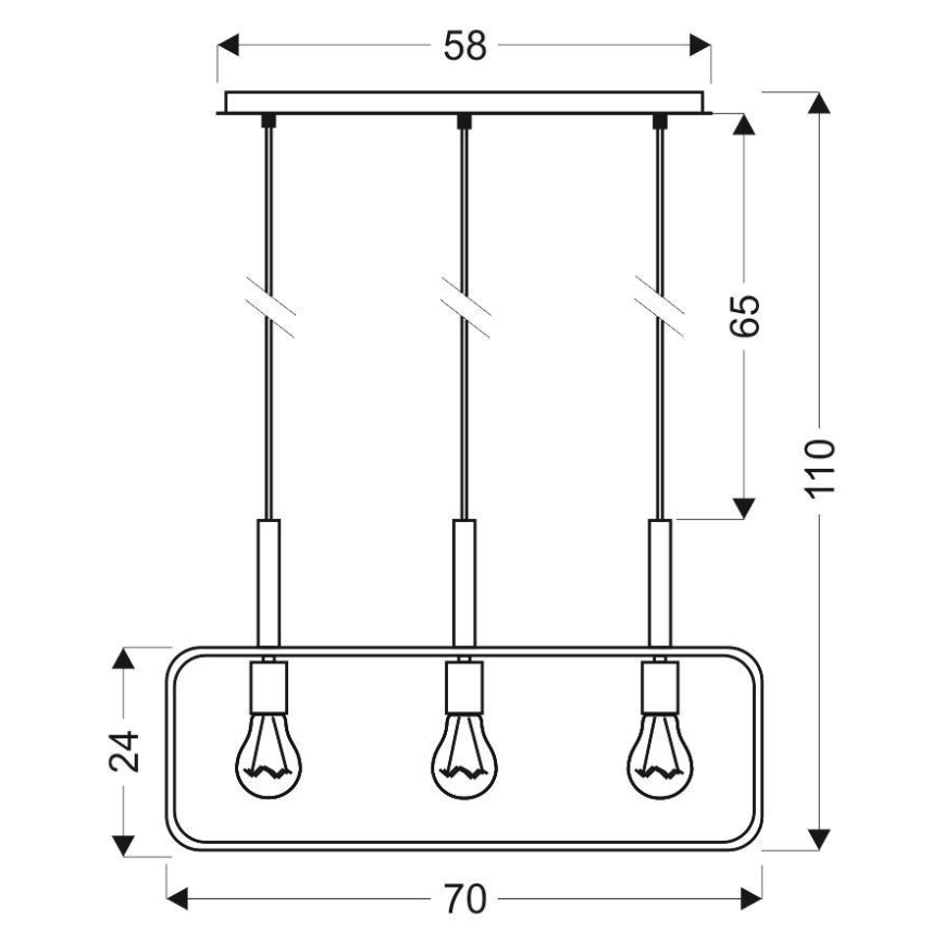 Sietynas, kabinamas ant virvės FRAME 3xE27/60W/230V baltas