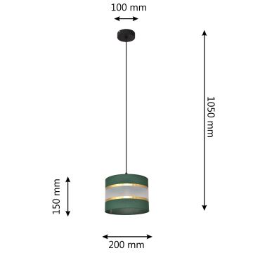 Sietynas, kabinamas ant virvės HELEN 1xE27/60W/230V diametras 20 cm žalia/auksas