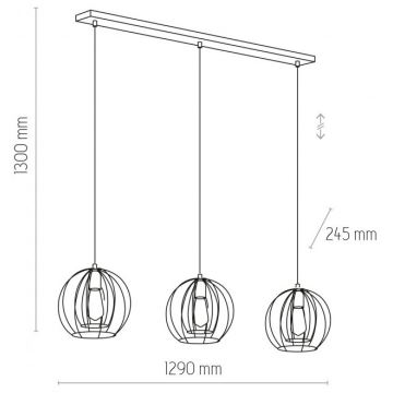 Sietynas, kabinamas ant virvės JAULA 3xE27/60W/230V